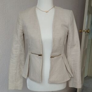 Club Monaco Cream Women's Blazer with Gold Accents
